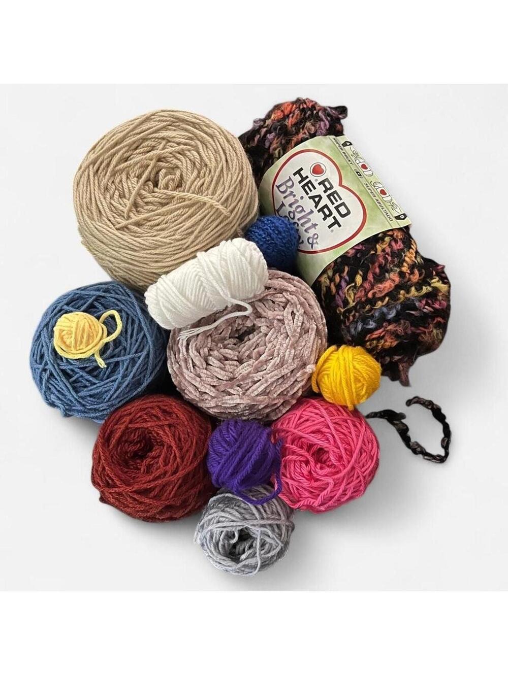 1.44 Ib Destash Yarn Bundle - 12 Balls Mixed Weights and Textures.